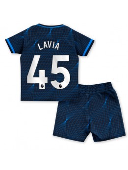 Chelsea Romeo Lavia #45 Replika Borta Kläder Barn 2023-24 Kortärmad (+ byxor)